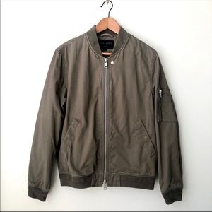 All Saints mens olive green utility bomber jacket size XS